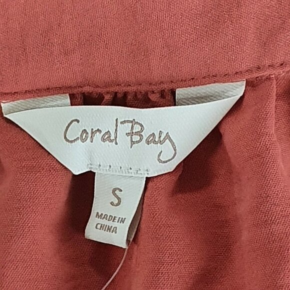 NEW Coral Bay Women's Button Down Top 3/4‎ Sleeve V Neck Pink Size Small - Picture 3 of 8